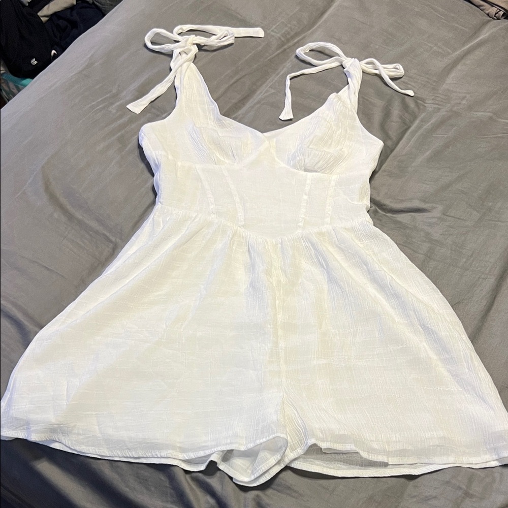 La Hearts White Tie-Strap Romper